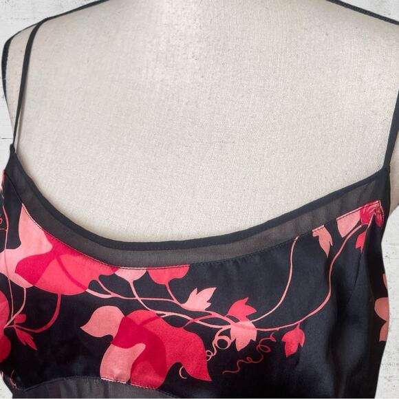 VTG Y2K August Silk Intimates Silk Babydoll Floral Slip Dress Fairygoth Size L - Picture 4 of 10